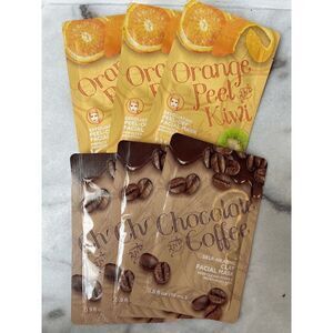 Orange Peel Kiwi and Chocolate Coffee Face Masks Lot of 6